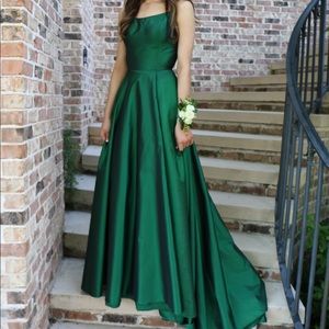 SOLD-Sherri Hill Emerald Green Backless Gown